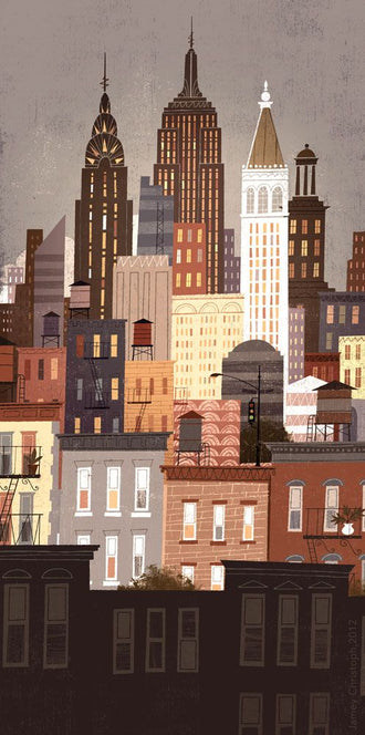 New York City Skyline Illustration Wall Poster by Jamey Christoph – Aesthetic Cityscape Wall Print