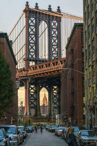 Manhattan Bridge and Empire State Building Aesthetic Wall Print Poster Print