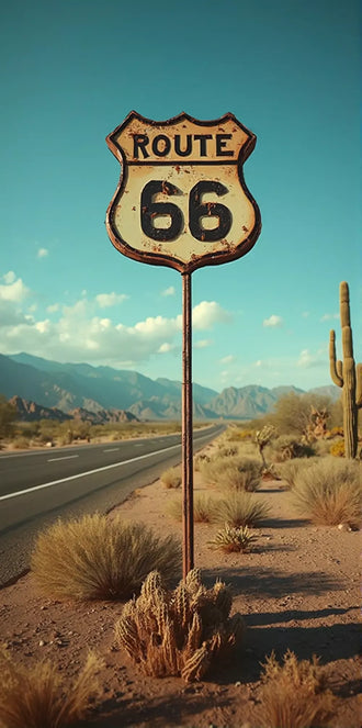 Heritage Route 66 Sign Home Art Print – Retro Highway Road Sign Print