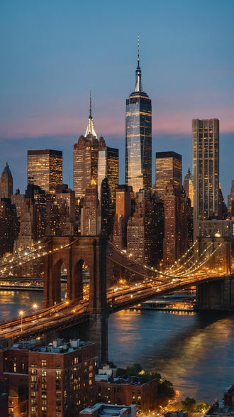 Brooklyn Bridge and Manhattan Skyline Aesthetic Wall Print Poster Print