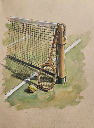 Nostalgic Tennis Racket and Net Wall Poster | Retro Sports Home Wall Print