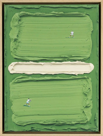 Non-Figurative Tennis Players on Green Background Décor Poster, Contemporary Sports Home Art