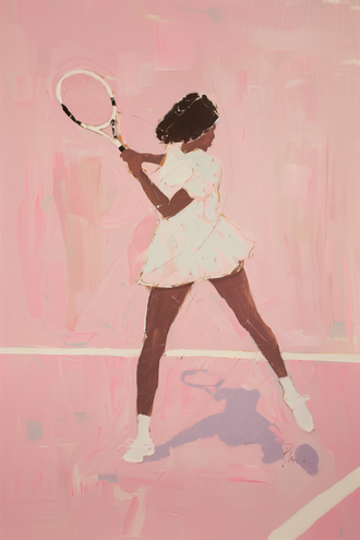 Female Tennis Player Aesthetic Painting Print, Sport Wall Print