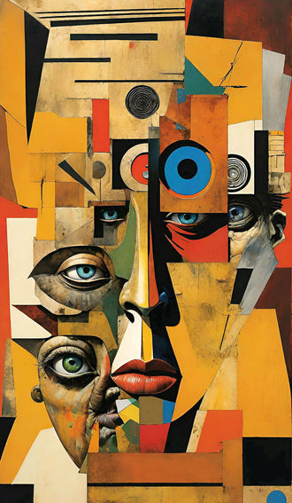 Non-Figurative Cubist Face Home Art Décor Poster – Minimal Geometric Portrait Print