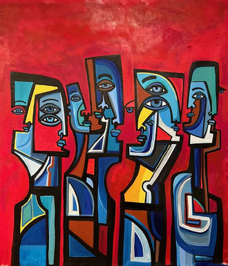 Expressive Cubist Faces Pop Art Print – Contemporary Colorful Wall Décor