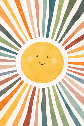 Smiling Sun Aesthetic Home Art Décor Poster – Colorful Sunshine Print for Bright Home Decor