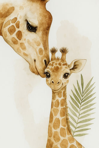 Giraffe Mother and Baby Wall Décor – Aesthetic Animal Print for Nursery or Living Room