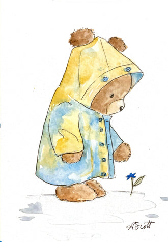 A Scott Teddy Bear Raincoat Wall Print Wall Poster Print