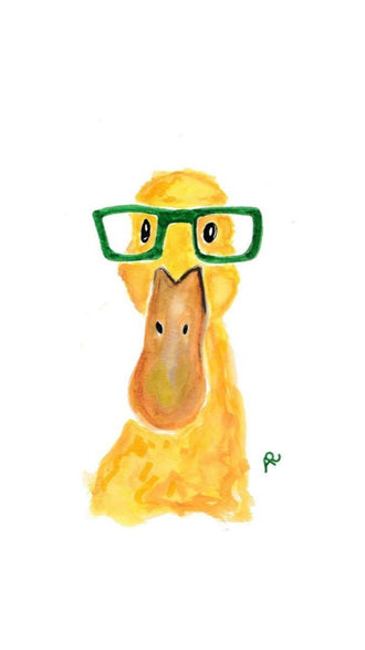 Understated Duck with Glasses Décor Poster, Funny Animal Wall Poster