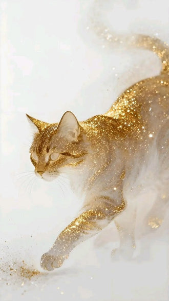 Gold Glitter Cat Aesthetic Wall Décor Poster Print