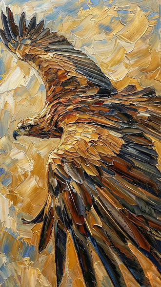 Non-Figurative Eagle in Flight Painting Décor Poster, Sleek Bird Wall Poster