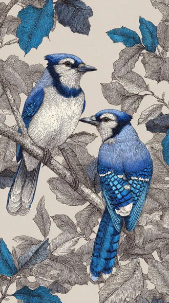 Blue Jays Illustration Aesthetic Home Art Décor Poster Print