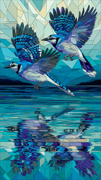 Blue Jays Stained Glass Style Wall Poster