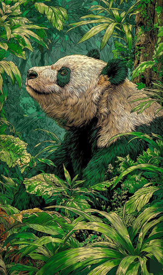 Panda in Jungle Aesthetic Home Art Wall Poster Print