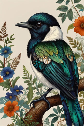 Colorful Bird Illustration Aesthetic Wall Décor Print