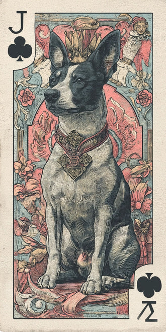 J ♣ Dog Playing Card Retro Wall Print
