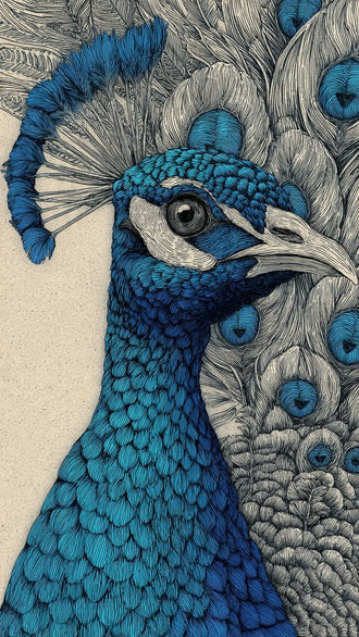 Aesthetic Peacock Illustration Wall Poster, Elegant Bird Wall Décor