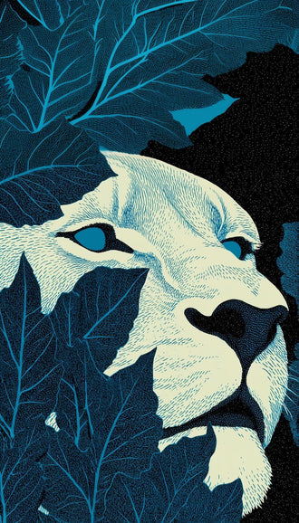 Lion with Leaves Aesthetic Wall Print Décor Poster Print