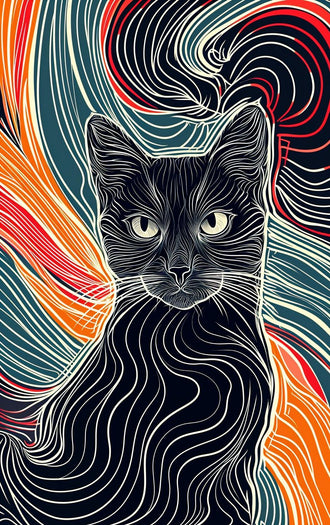 Expressive Cat Illustration Aesthetic Wall Poster Print