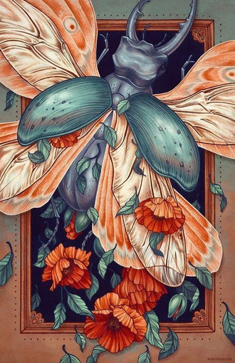 Beetle Floral Aesthetic Wall Décor Print