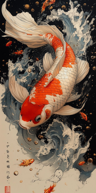 Japanese Koi Fish Aesthetic Home Art Wall Poster Print