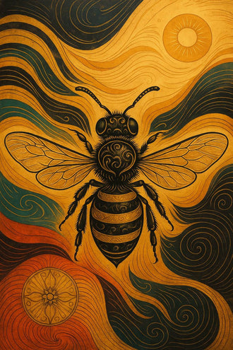 Aesthetic Bee Illustration Wall Décor Print