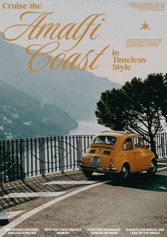 Cruise the Amalfi Coast in Enduring Style Décor Poster, Aesthetic Amalfi Coast Quote Wall Print
