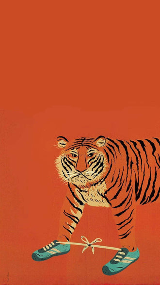Tiger with Sneakers Pop Art Wall Poster – Funny Tiger Decor & Sneakerhead Home Art
