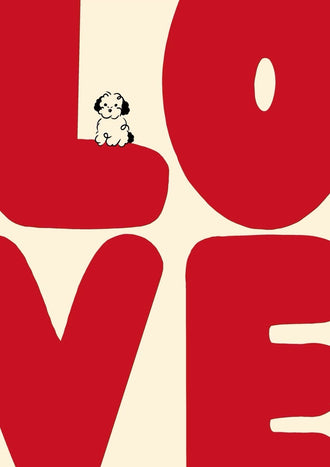 LOVE Pop Art Dog Wall Poster – Sleek Love Quote Dog Home Art