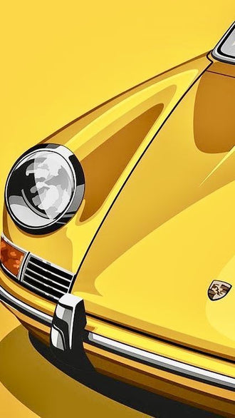 Porsche Pop Art Print – Yellow Heritage Porsche Wall Décor for Car Lovers