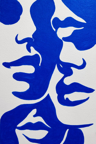 Abstract Art Modern Wall Art – Cobalt Blue Organic Shapes on White