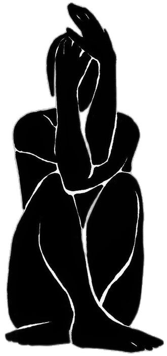 Abstract Figure Minimalist Wall Art – Black-and-White Curled Line Portrait