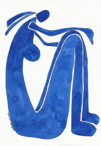 Abstract Figure Minimalist Wall Art – Blue Contour Portrait Print