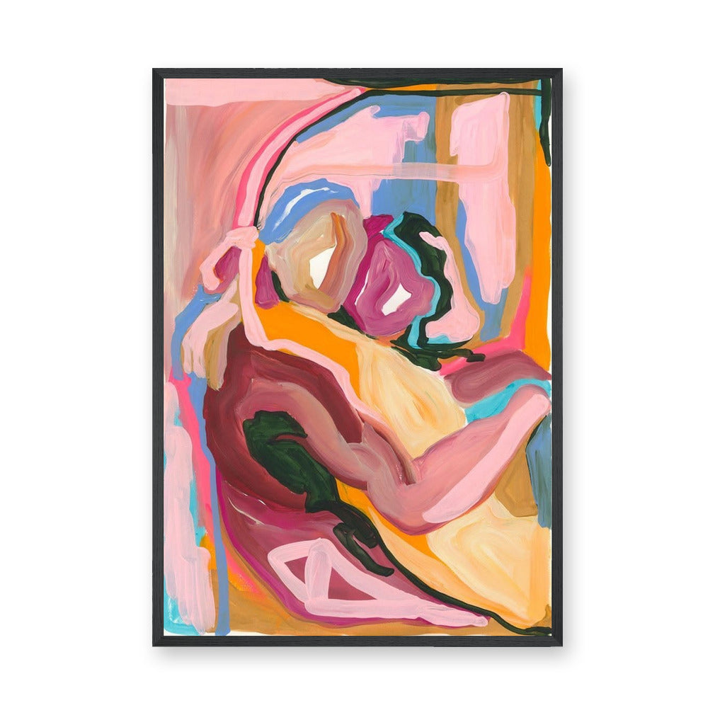 Abstract Modern Wall Art – Colorful Brushstroke Forms in Pink and Blue