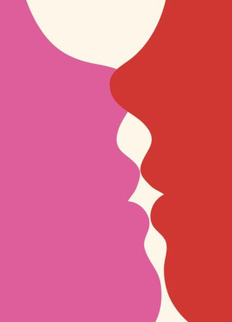 Abstract Modern Wall Art – Flowing Pink Red and Cream Shapes