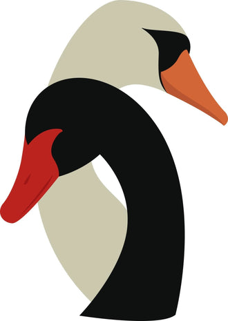 Abstract Swans Minimalist Wall Art – Modern Birds in Red and Orange