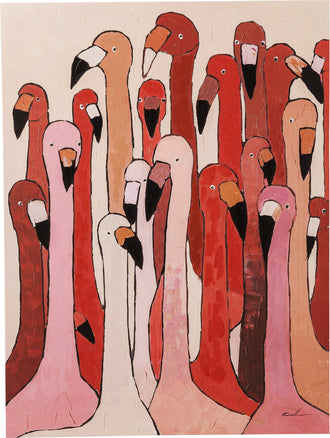 Animals Modern Wall Art – Abstract Red and Pink Flamingo Flock