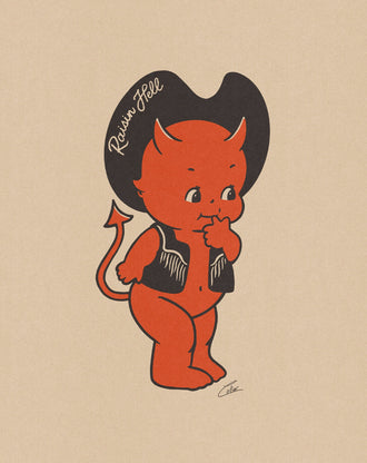 Raisin Hell Nostalgic Devil Print, Retro Funny Wall Print