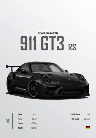 Porsche 911 GT3 RS Décor Poster – Simple Sports Car Wall Décor