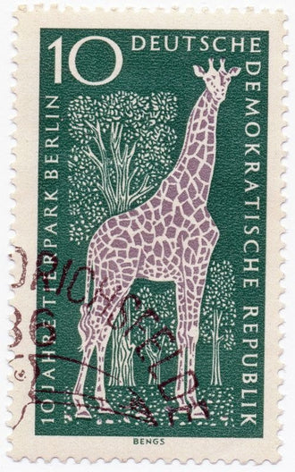 Berlin Giraffe Stamp Vintage Wall Art – Retro Postage Illustration