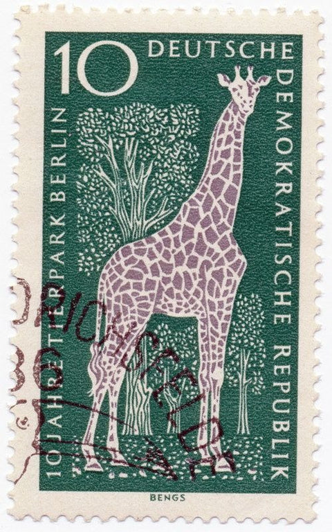 Berlin Giraffe Stamp Vintage Wall Art – Retro Postage Illustration