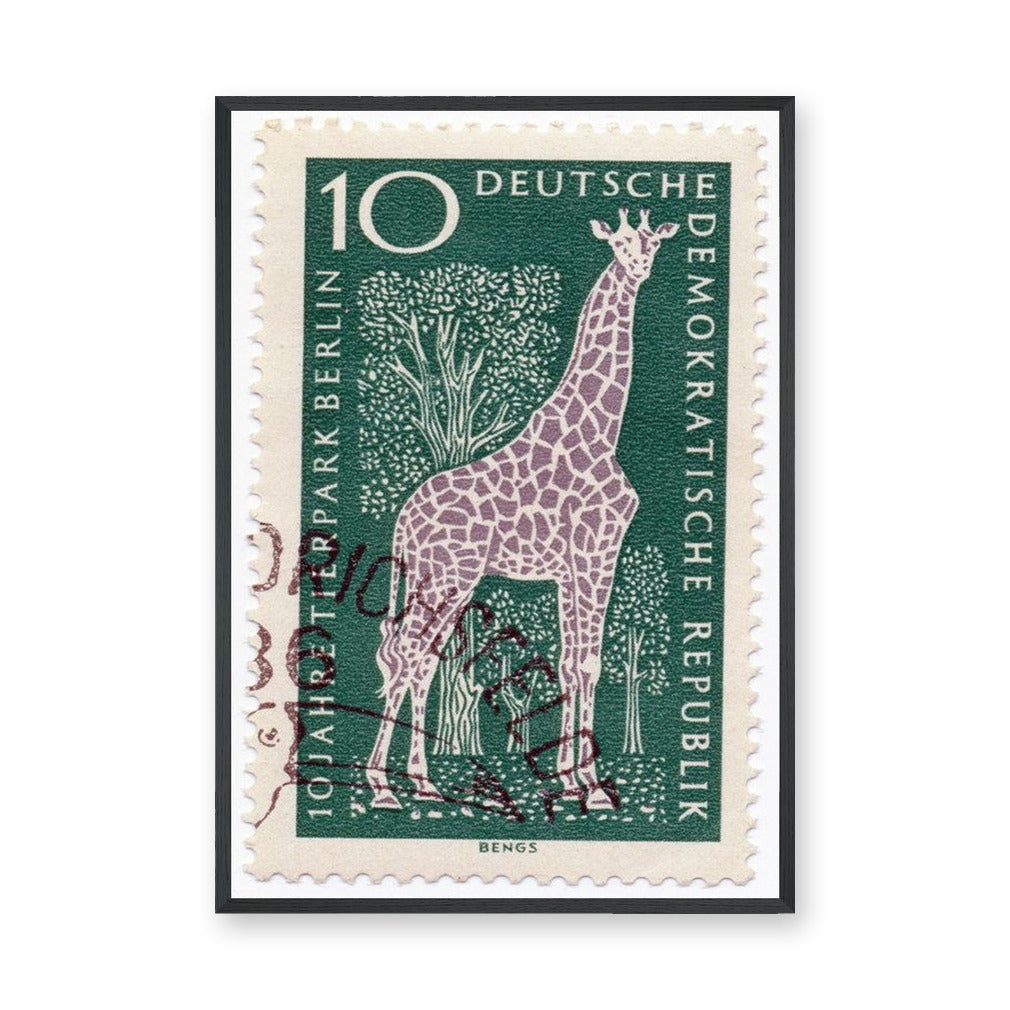 Berlin Giraffe Stamp Vintage Wall Art – Retro Postage Illustration