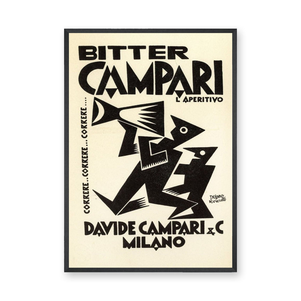 Bitter Campari Vintage Typography Wall Art – Black Cream Aperitivo Ad