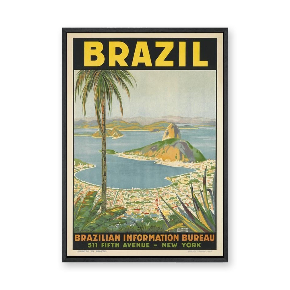 Brazil Travel Typography Wall Art – Vintage Rio Bay Poster Print