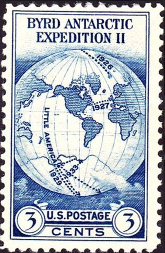 Byrd Antarctic Expedition Stamp Vintage Wall Art – Blue Map Postage Print