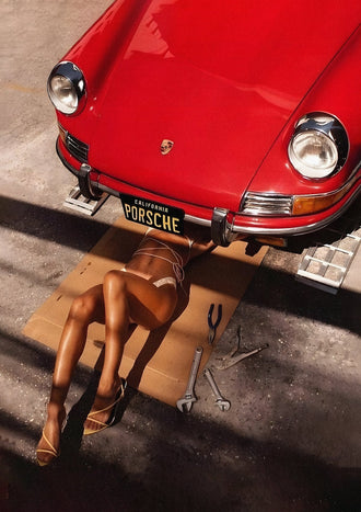 California Porsche Red Car Editorial Print Wall Print Decor