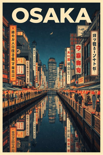 OSAKA Print – Aesthetic Osaka Cityscape Home Art, Japan Travel Art for Minimal Home Decor