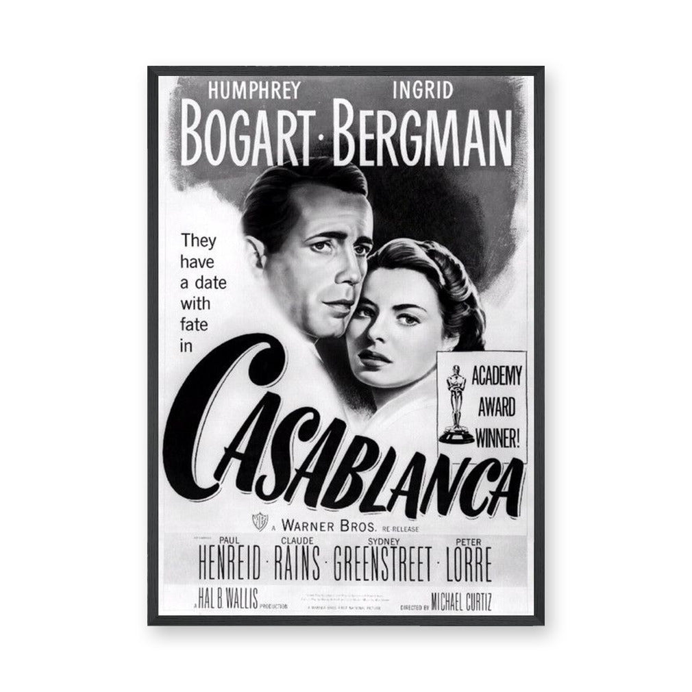 Casablanca Movie Vintage Wall Art – Black and White Film Print