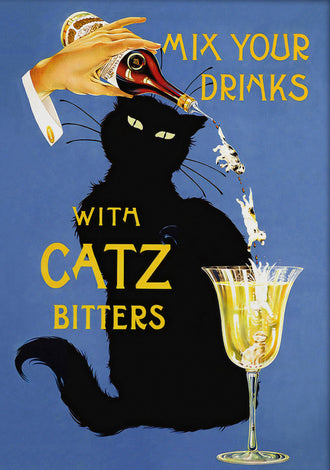 Mix Your Drinks with Catz Bitters Nostalgic Décor Poster Wall Print