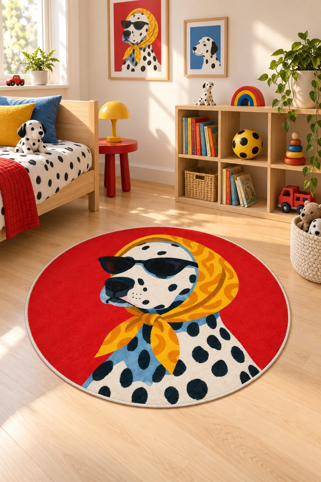 Character Kids Round Rug – Red in a nursery
